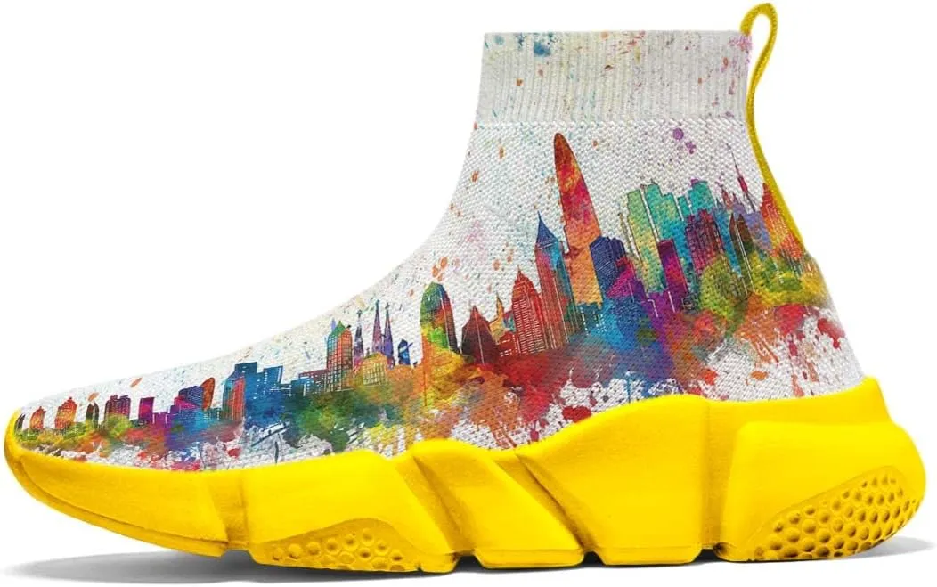 Men Women Slip-on Socks Sneakers Art Graffiti Painted Casual Shoes Tennis Running Shoes Plus Size 5-15