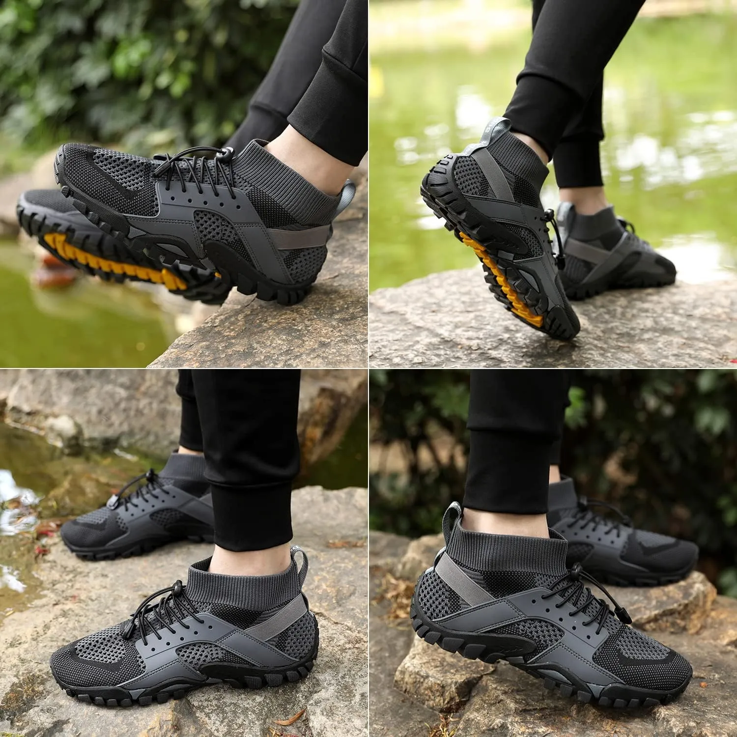 Men Women Water Hiking Shoes Barefoot Slip Resistant High Top Wading Shoes for Walking Fishing River Creek Kayaking