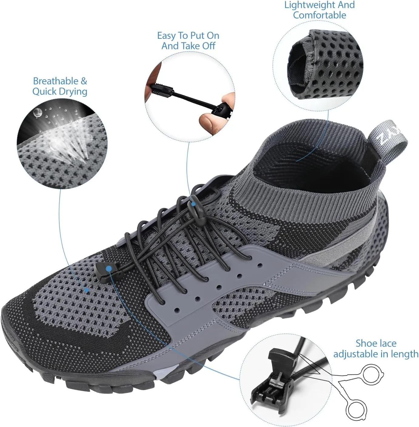 Men Women Water Hiking Shoes Barefoot Slip Resistant High Top Wading Shoes for Walking Fishing River Creek Kayaking