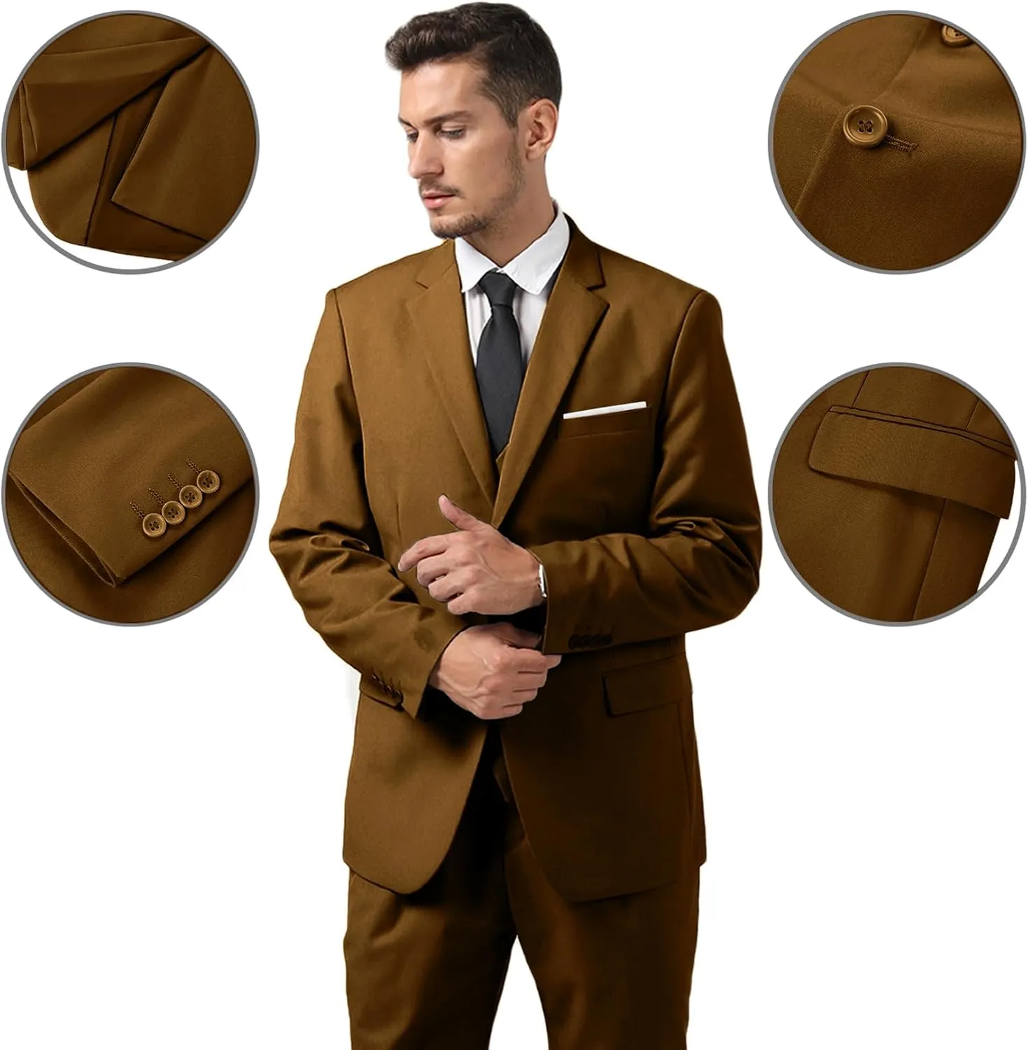 Mens 2 Piece Suit Slim Fit Business Wedding Party Tuxedo Dress Suits for Men Jacket and Pants Set
