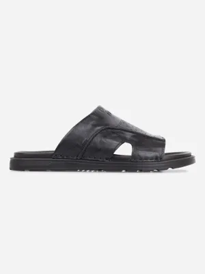Men's Black Slip On Sandal (ID4243)