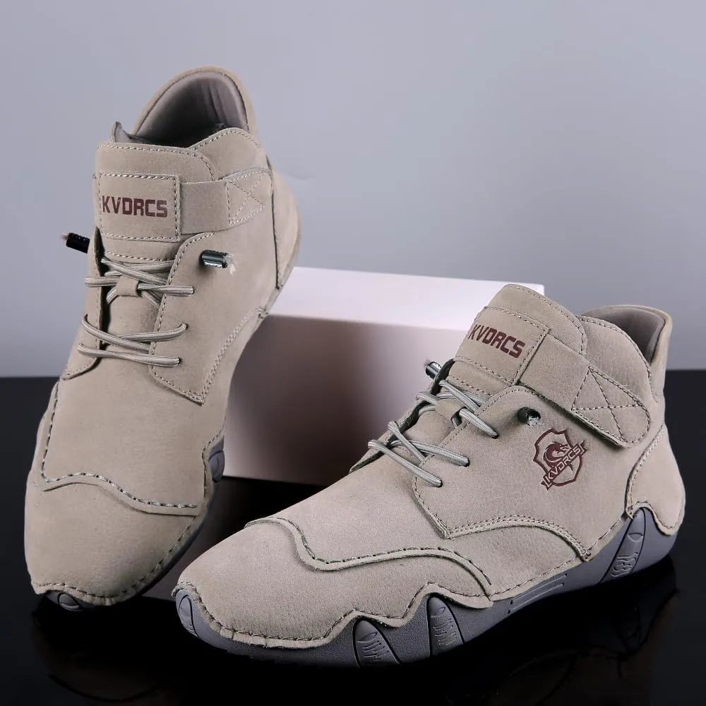 Mens Casual Leather Shoes Ankle Chukka Boots Slip On Mid top Walking Driving Loafer Lace-up Oxford Shoes