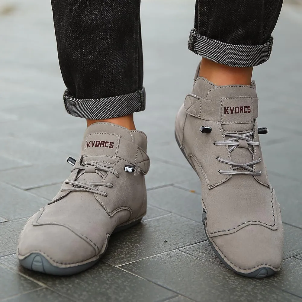 Mens Casual Leather Shoes Ankle Chukka Boots Slip On Mid top Walking Driving Loafer Lace-up Oxford Shoes