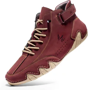 Men's Casual Ltalian Handmade High Top high boots Leather Outdoor Walking Sneakers Slip-on Lightweight Non-Slip Waterproof Driving Chukka Boots