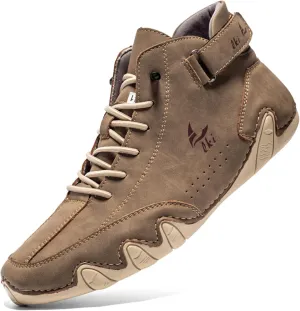 Men's Casual Ltalian Handmade High Top high boots Leather Outdoor Walking Sneakers Slip-on Lightweight Non-Slip Waterproof Driving Chukka Boots