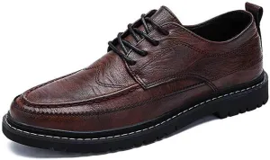 Men's Comfortable Casual Leather Oxford Slip on Lace up Wingtip Shoes Moc Toe Oxfords Business Casual Dress Tuxedo Shoes