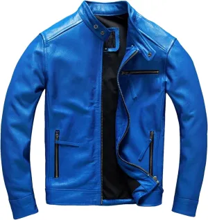 Men’s Cowhide Leather Jacket Cool Weather Slim Fit Motorcycle Coat