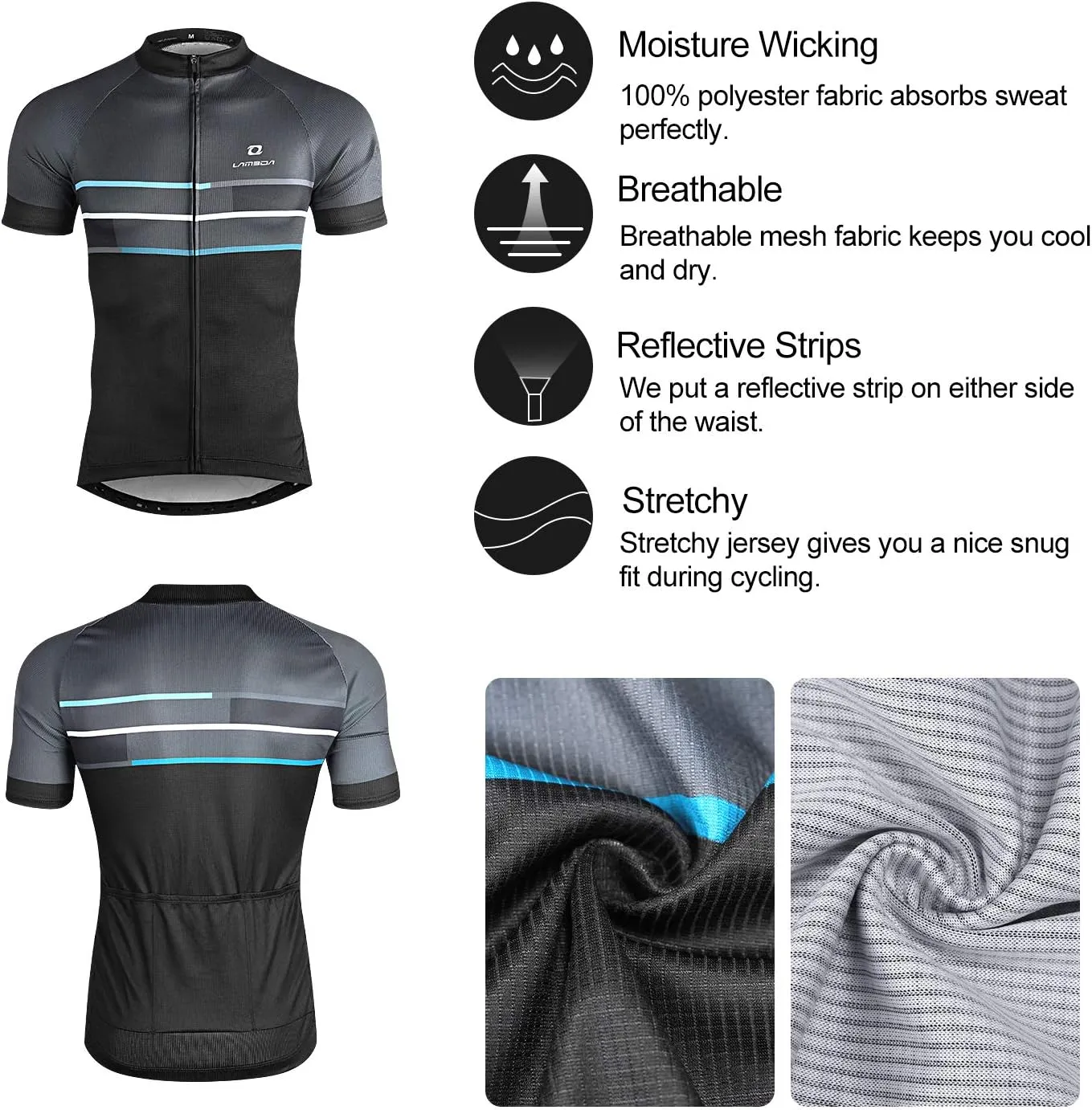 Men's Cycling Jersey Breathable Lightweight Bike Jersey Short Sleeve Quick Dry Moisture Wicking Biking Shirts