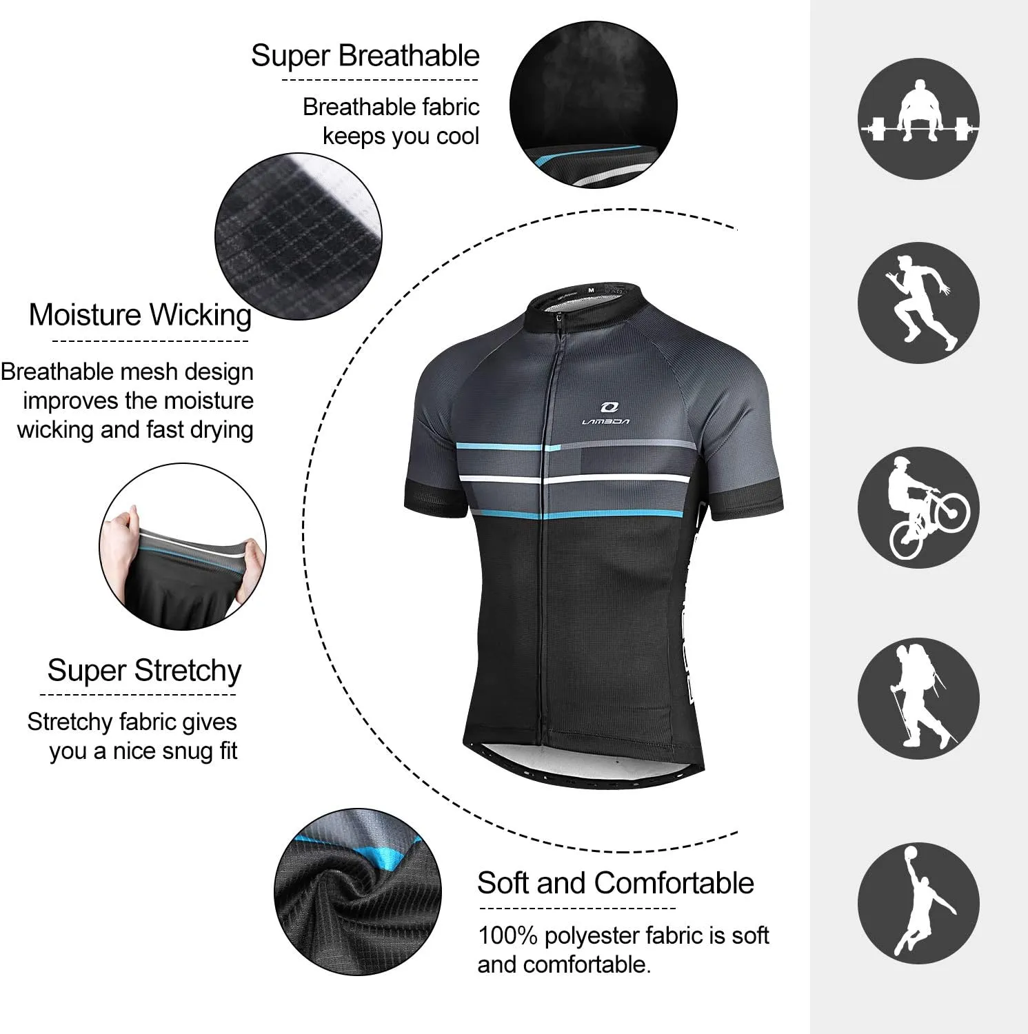 Men's Cycling Jersey Breathable Lightweight Bike Jersey Short Sleeve Quick Dry Moisture Wicking Biking Shirts
