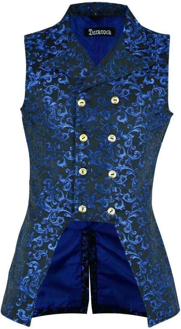 Men's Double Breasted Governor Vest Waistcoat VTG Brocade Gothic Steampunk Victorian Suit Vest