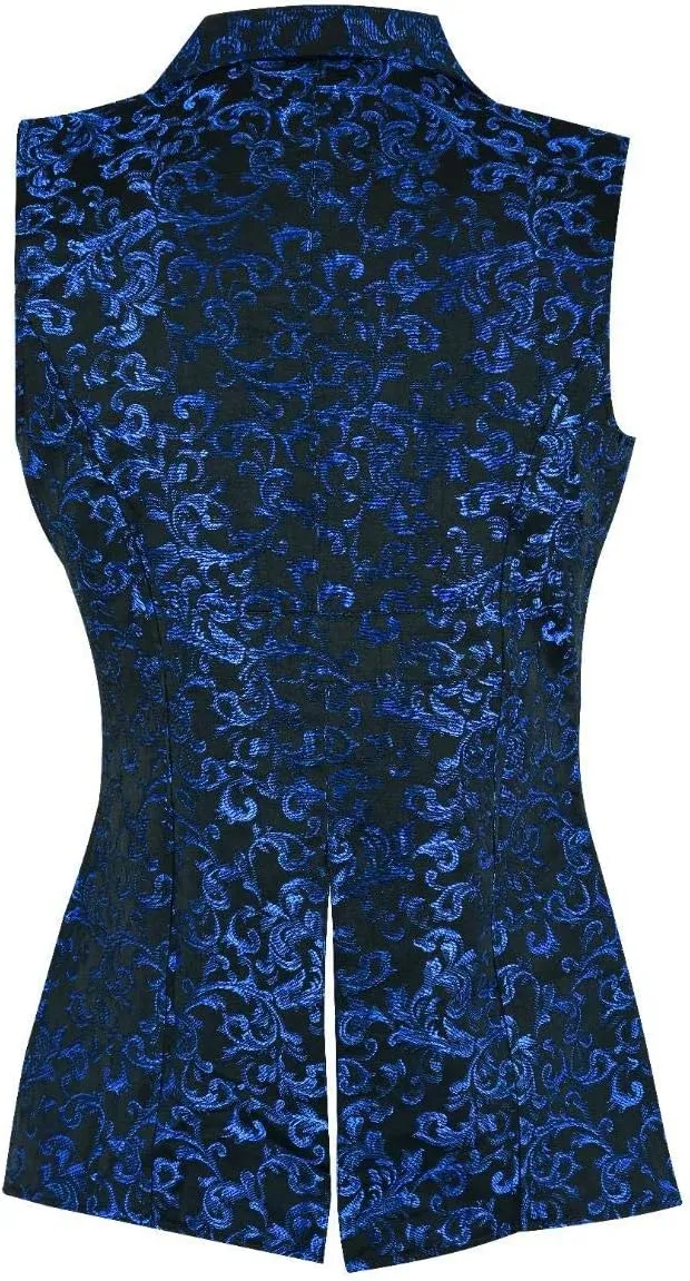 Men's Double Breasted Governor Vest Waistcoat VTG Brocade Gothic Steampunk Victorian Suit Vest