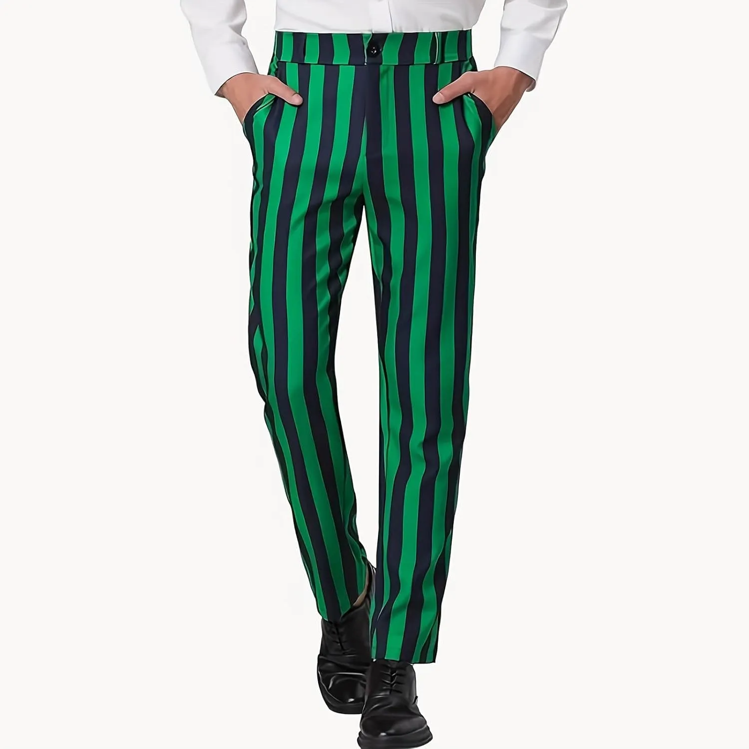 Men's Dress Pants Classic Fit Stretch Dress Pants Casual Pleated Front Dress Pants Straight Fit Pants