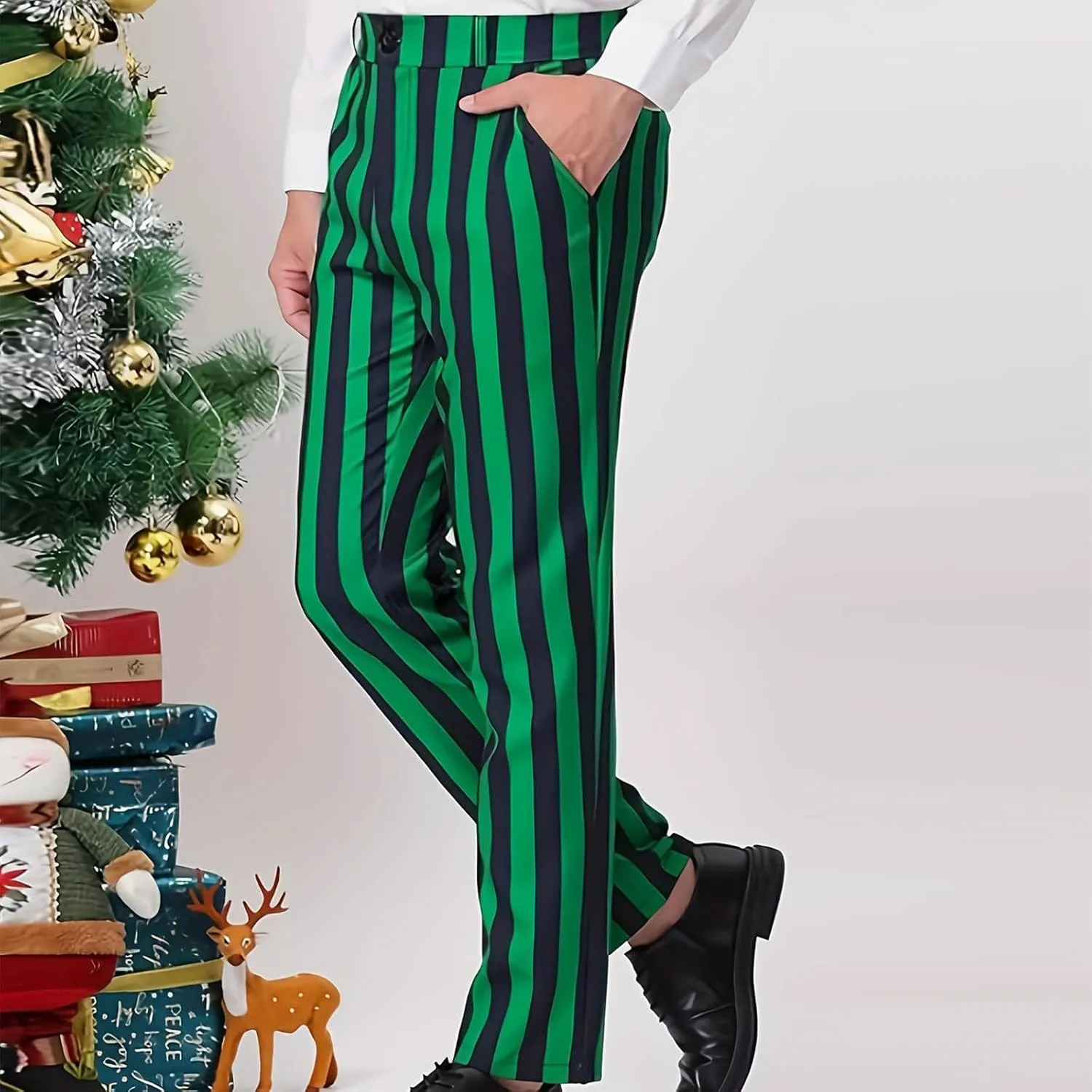 Men's Dress Pants Classic Fit Stretch Dress Pants Casual Pleated Front Dress Pants Straight Fit Pants