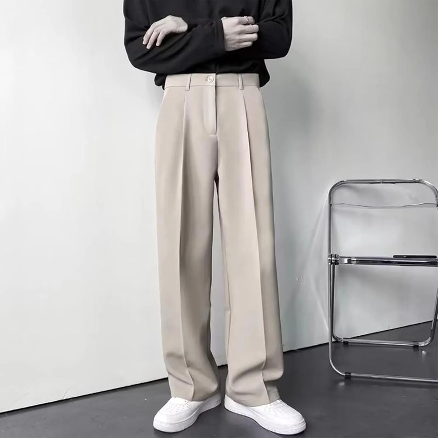 Mens Dress Pants Stretch Classic Fit Dress Pants Pleated Front Casual Pant Dress Pants Straight Fit Pants