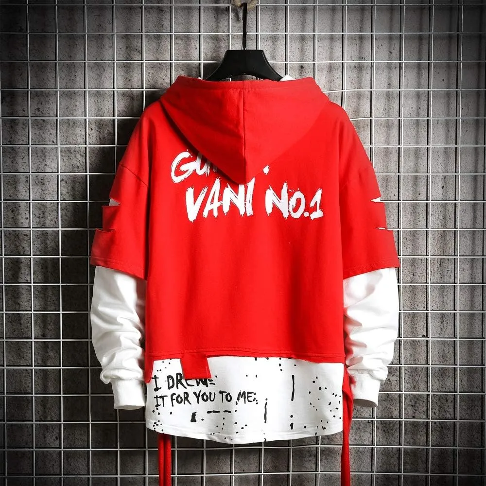 Men's Fashion Trends Hoodies Hip Hop Patchwork Sweater Hoodie Top