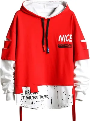 Men's Fashion Trends Hoodies Hip Hop Patchwork Sweater Hoodie Top