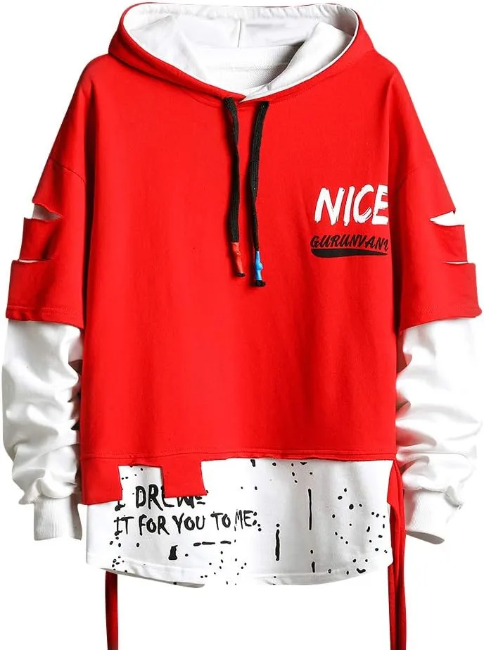 Men's Fashion Trends Hoodies Hip Hop Patchwork Sweater Hoodie Top