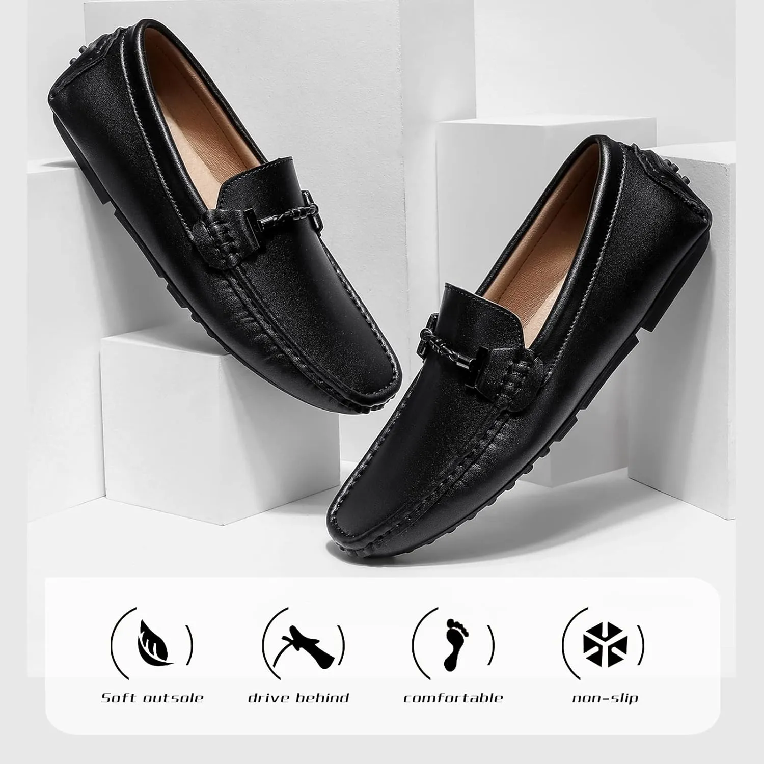 Men's Flat Penny Loafer Leather Slip on Dress Driving Moccasins Casual Shoes