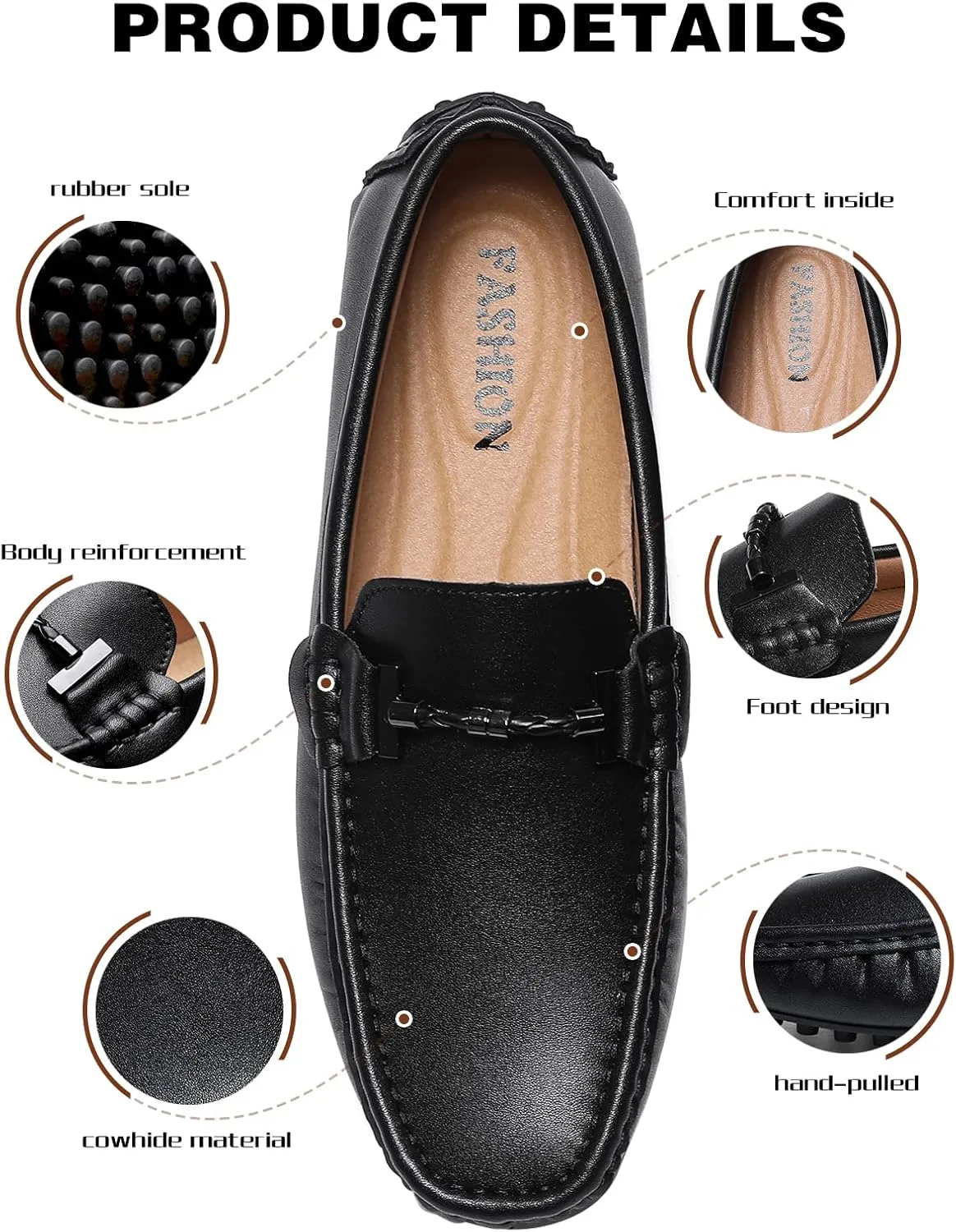 Men's Flat Penny Loafer Leather Slip on Dress Driving Moccasins Casual Shoes