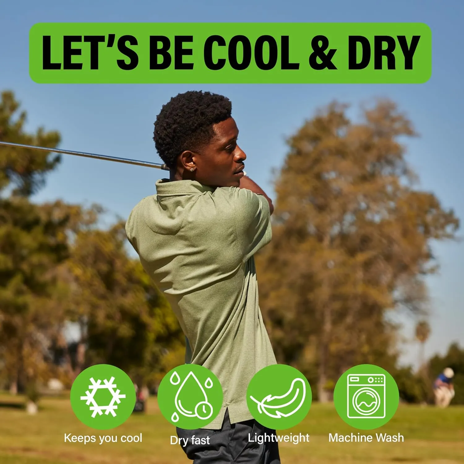 Mens Golf Polo Shirt Lightweight & Quick Dry UPF 50  Flat-Knit Collar Polo Shirts for Men (S, M, L, XL, XXL)- Dry Fit