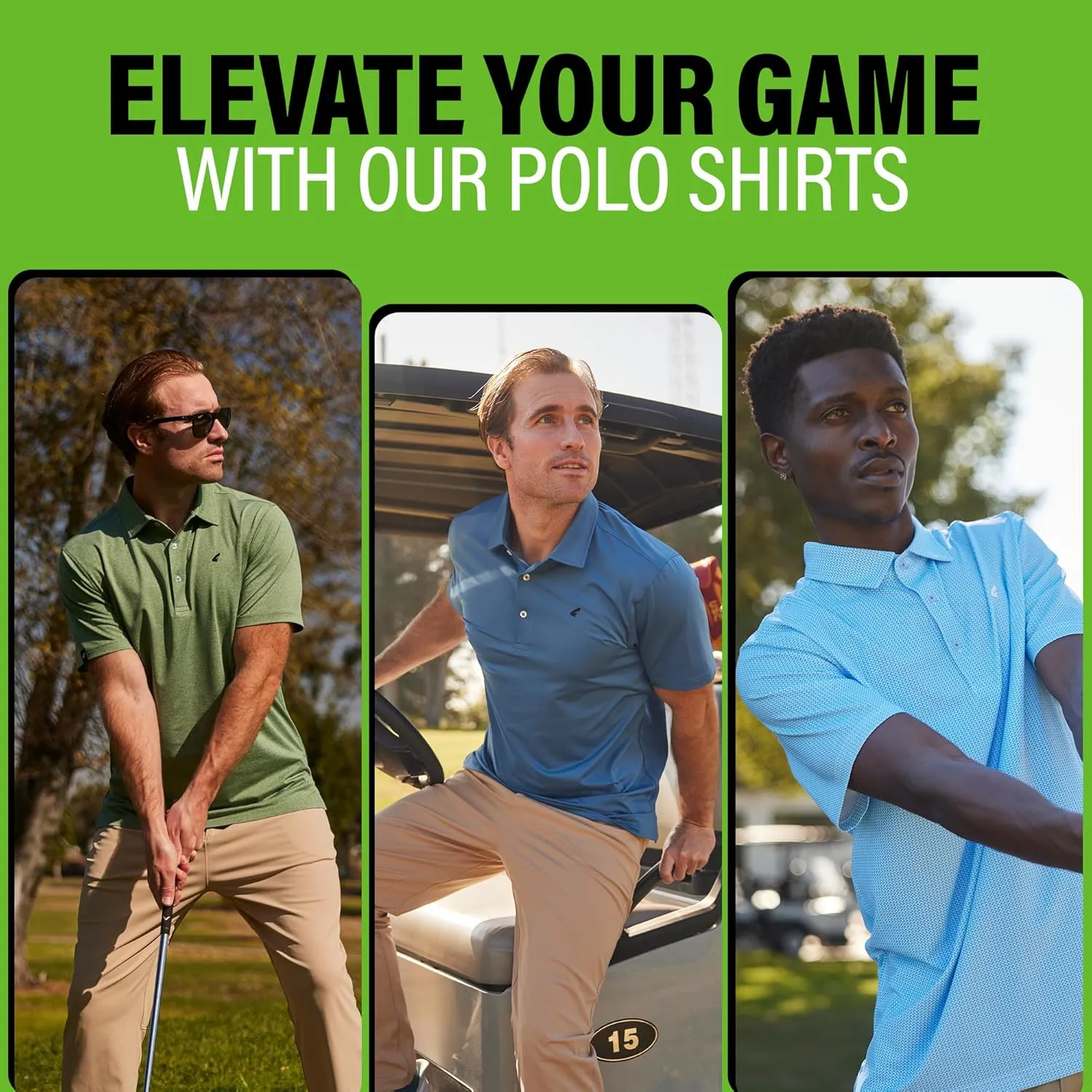 Mens Golf Polo Shirt Lightweight & Quick Dry UPF 50  Flat-Knit Collar Polo Shirts for Men (S, M, L, XL, XXL)- Dry Fit