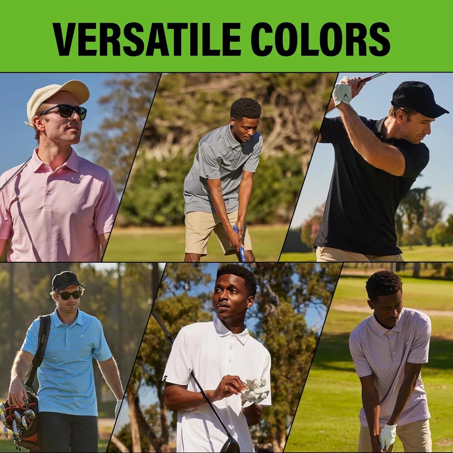 Mens Golf Polo Shirt Lightweight & Quick Dry UPF 50  Flat-Knit Collar Polo Shirts for Men (S, M, L, XL, XXL)- Dry Fit