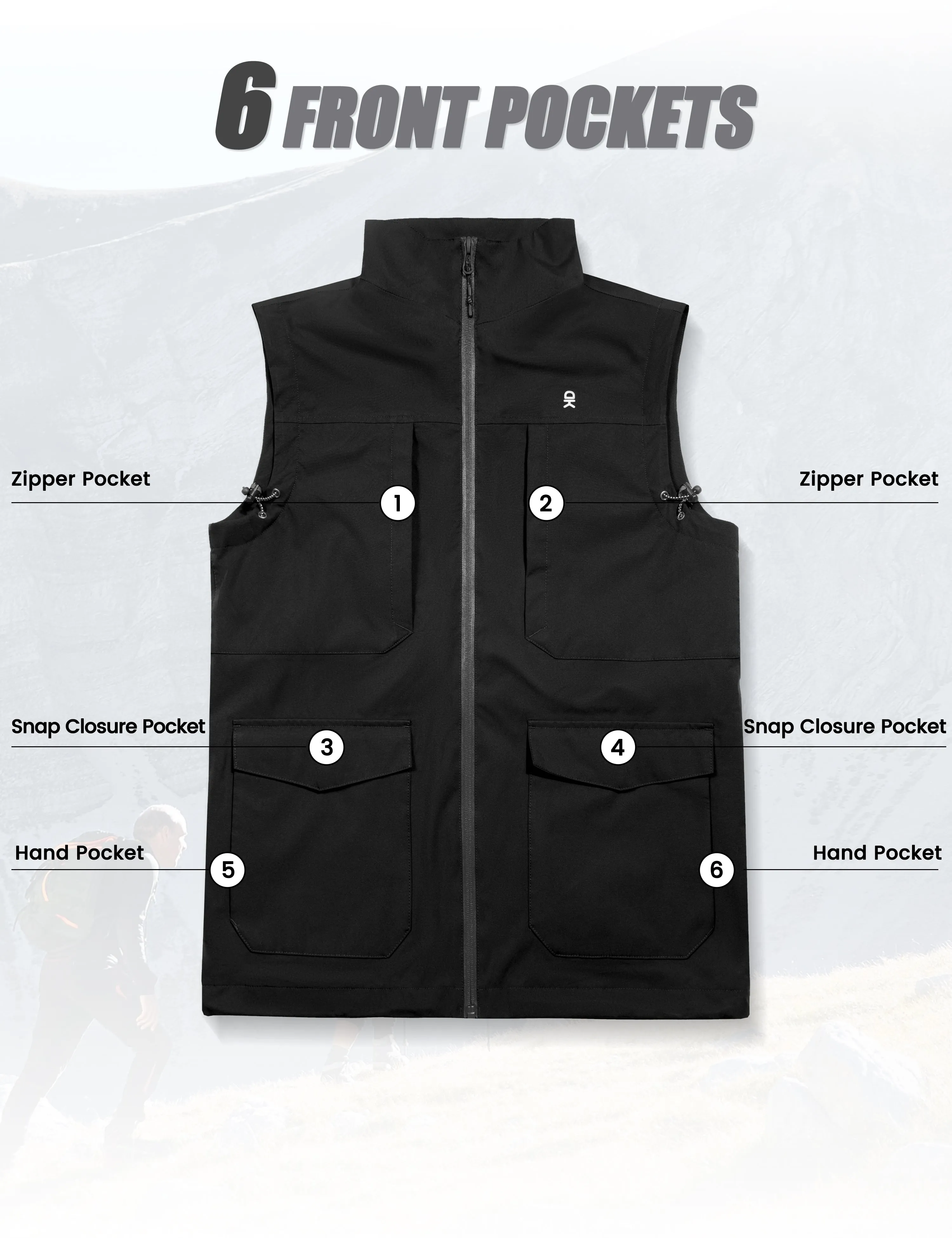 Men's Lightweight Quick Dry Vest with 12 Pockets for Fishing Travel