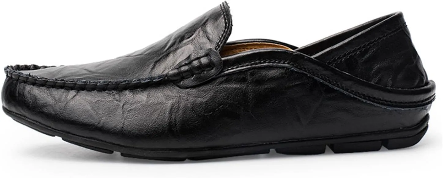 Men's Premium Genuine Leather Casual Slip on Loafers Breathable Driving Shoes Fashion Slipper