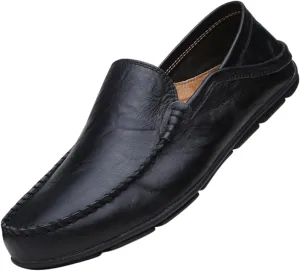 Men's Premium Genuine Leather Casual Slip on Loafers Breathable Driving Shoes Fashion Slipper