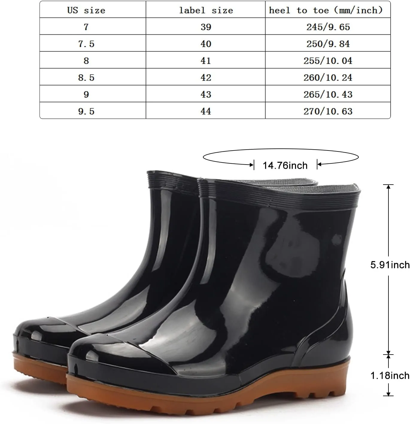 Mens Rain Boots Hardwearing Anti-skidding Patchwork Slip On Waterproof Non-Slip Plastic Cement Rain Boots Rain Ankle Boots