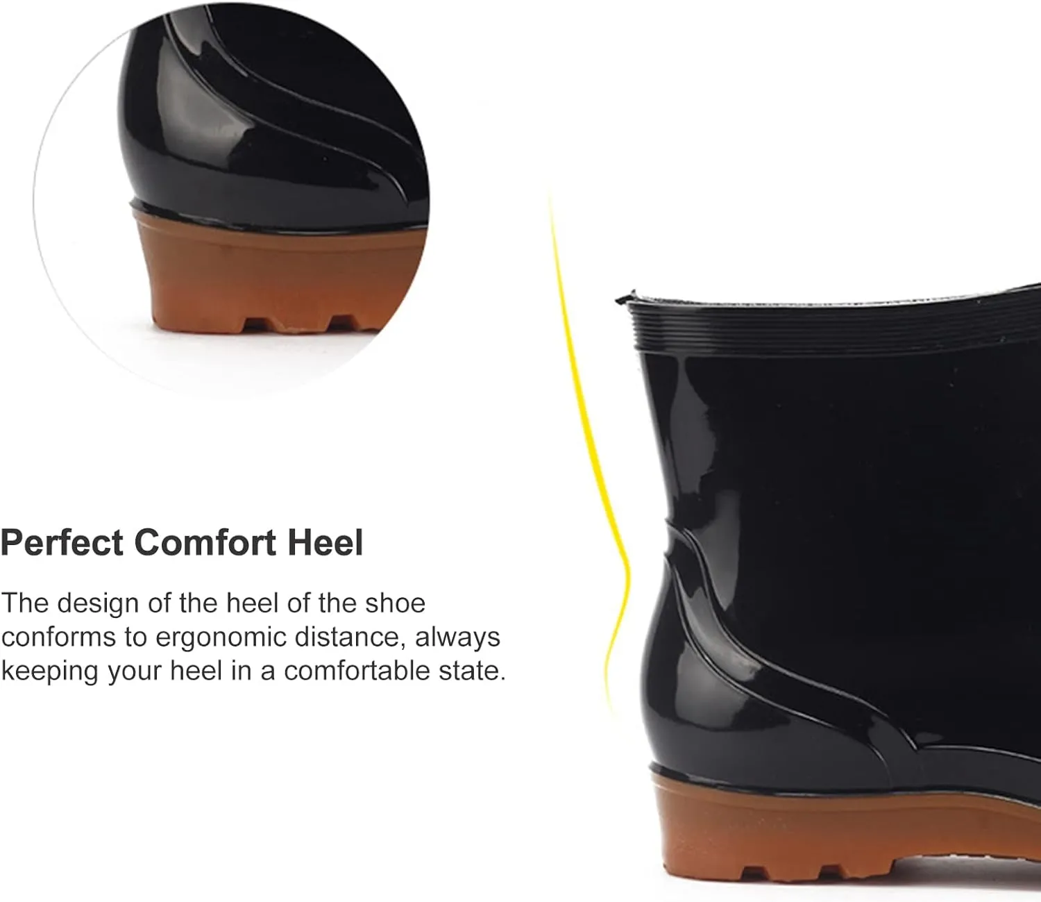 Mens Rain Boots Hardwearing Anti-skidding Patchwork Slip On Waterproof Non-Slip Plastic Cement Rain Boots Rain Ankle Boots