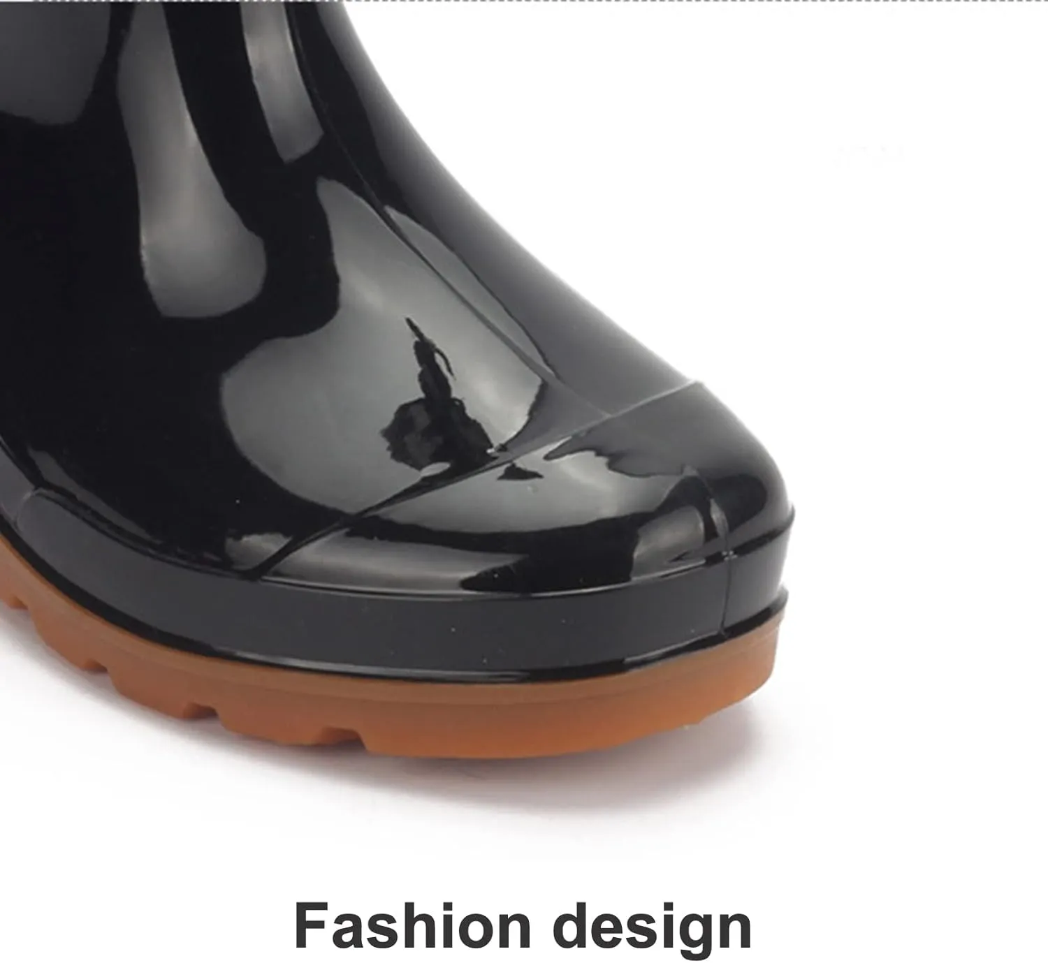 Mens Rain Boots Hardwearing Anti-skidding Patchwork Slip On Waterproof Non-Slip Plastic Cement Rain Boots Rain Ankle Boots