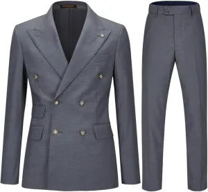 Men's Slim Fit 2 Piece Suit Double Breasted Business Wedding Prom Tuxedo Suits Blazer & Pants Set…