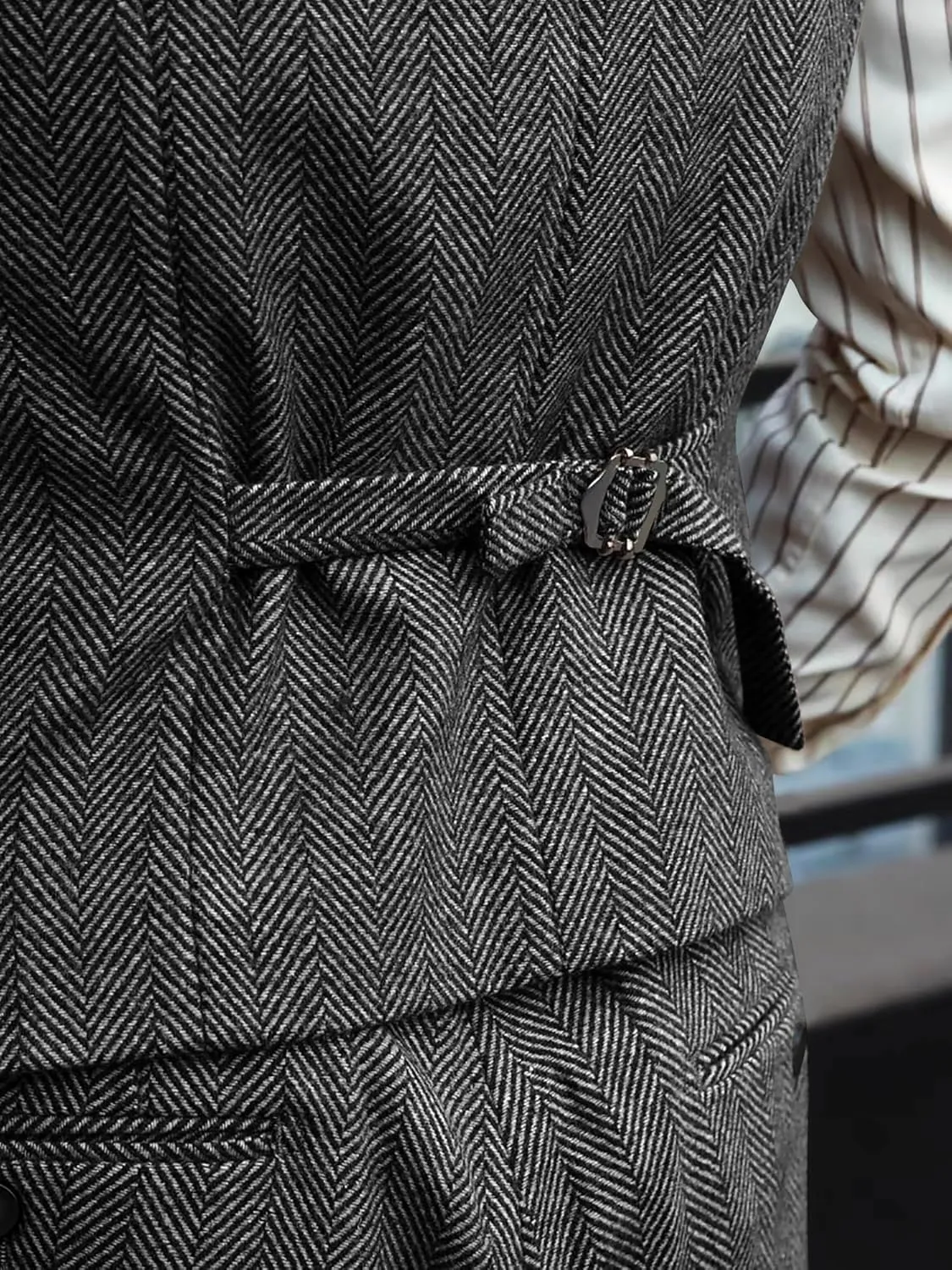 Mens Suit 3 Piece Tweed Herringbone Tuxedo Suit Wedding Suits for Mens Blazer Jacket Double Breasted Vest Pants Set