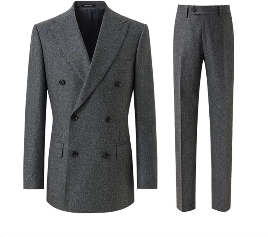 Men's Suit Set Gray Business Men Suits Casual Formal Blazers Dress Gentleman Men's Work Slim Blazers