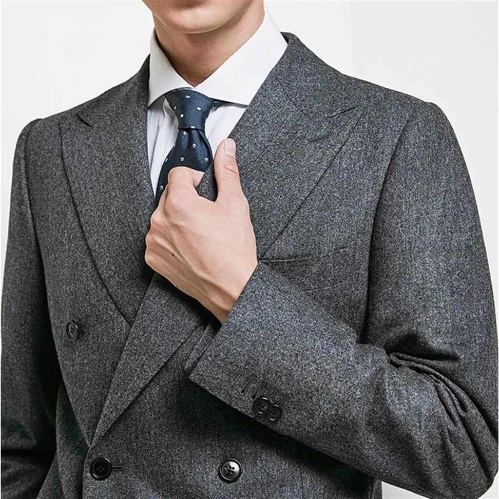 Men's Suit Set Gray Business Men Suits Casual Formal Blazers Dress Gentleman Men's Work Slim Blazers