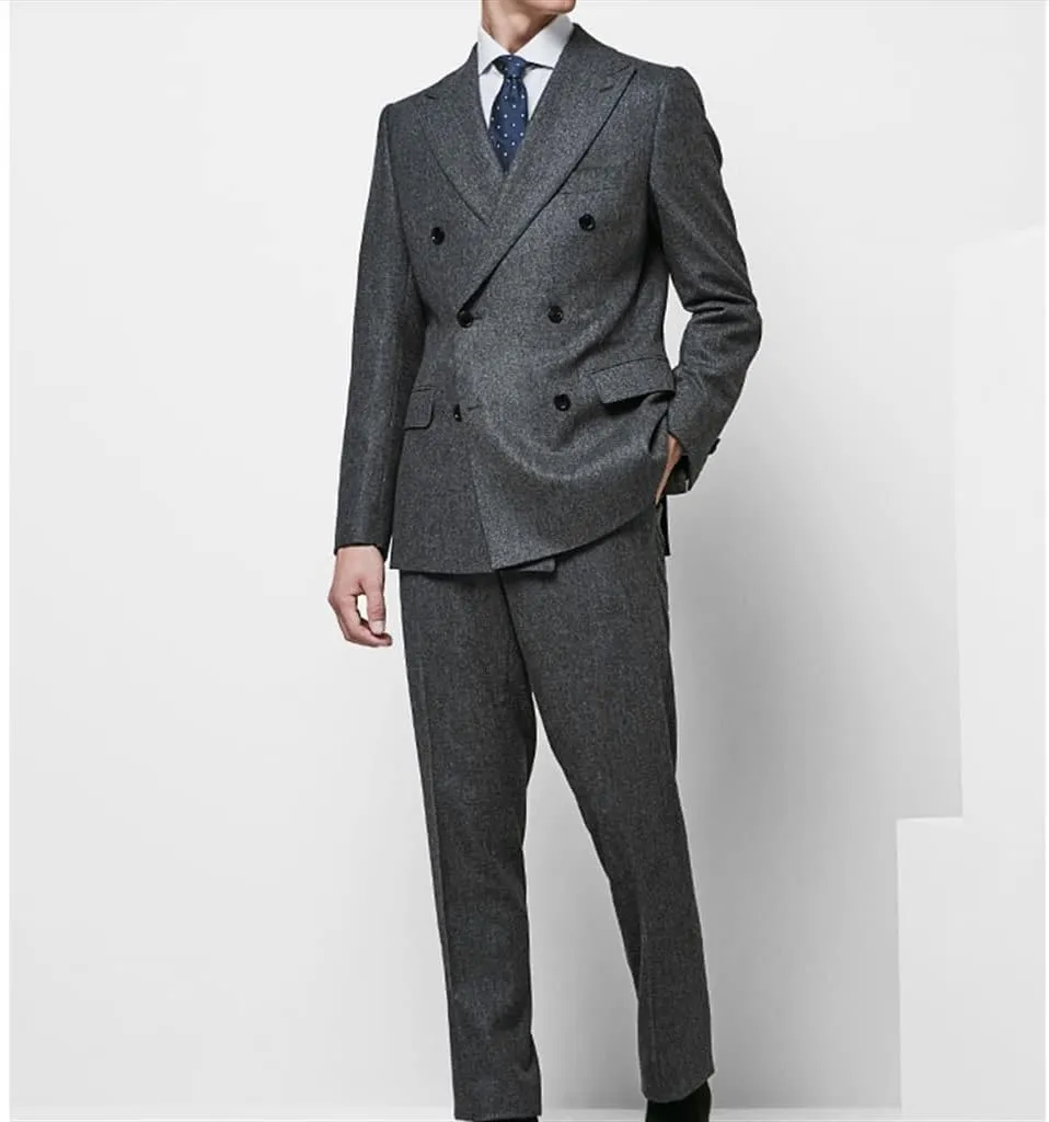 Men's Suit Set Gray Business Men Suits Casual Formal Blazers Dress Gentleman Men's Work Slim Blazers