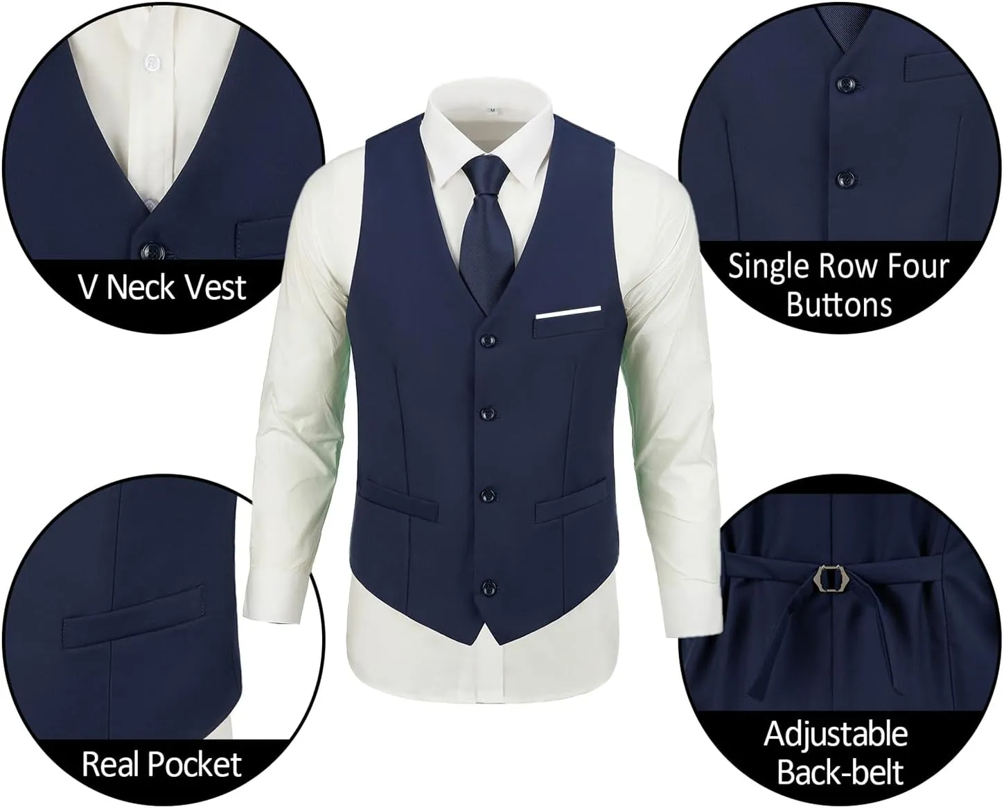 Mens Suits 3 Pieces 2 Button Slim Fit Suit Tuxedo Prom Formal Jacket Blazer Vest Pants with Tie