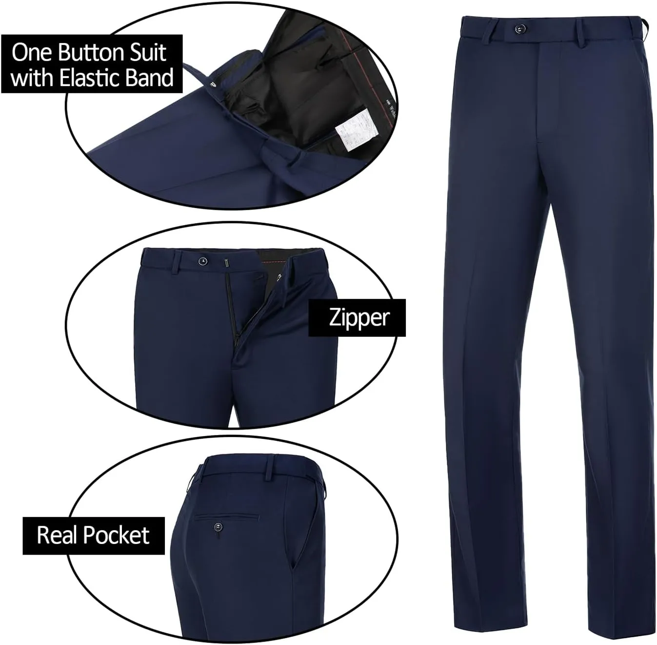 Mens Suits 3 Pieces 2 Button Slim Fit Suit Tuxedo Prom Formal Jacket Blazer Vest Pants with Tie
