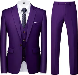 Mens Suits Regular Fit 3 Piece Tuxedo Blazer Jacket Vest Pants Formal Suit Set for Men Wedding Prom Casual