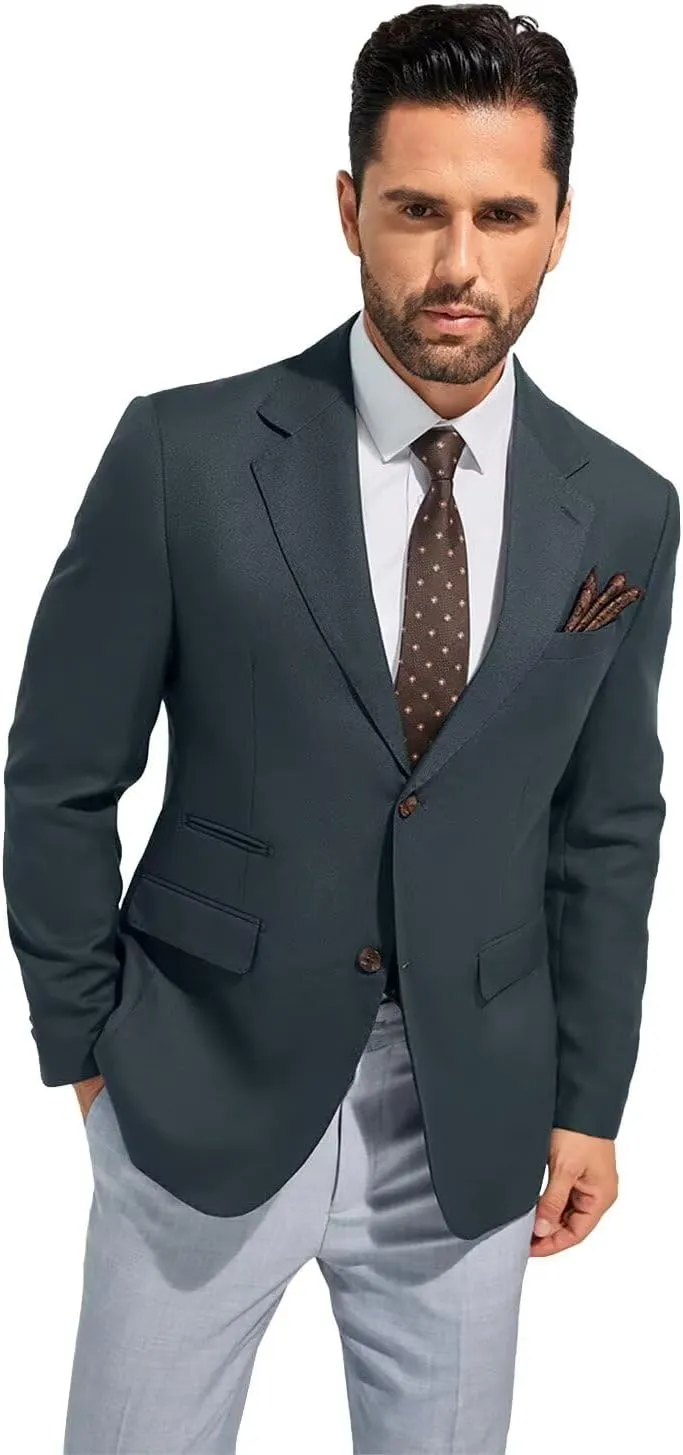 Men's Suits Slim Fit Casual Knit Blazer Sport Coats Suits Jacket Lightweight Wedding Business Party Two Buttons Men Blazer