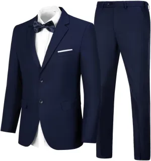 Mens Suits Slim Fit Prom Homecoming Suit for Men Wedding Business Tux Outfit 2 Piece Suit Jacket Blazer ＆Pants Set