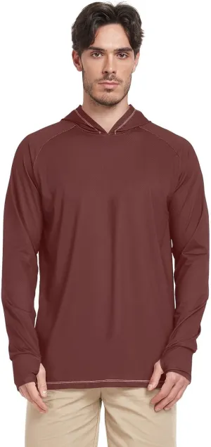 Mens Sun Shirts Protection Long Sleeve UPF 50 Mens Sun Shirt Quick-Dry Rash Guard Men UV Clothing Hood Shirts