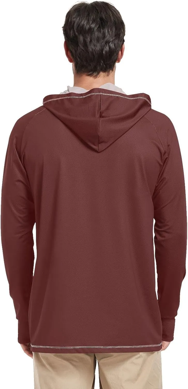 Mens Sun Shirts Protection Long Sleeve UPF 50 Mens Sun Shirt Quick-Dry Rash Guard Men UV Clothing Hood Shirts