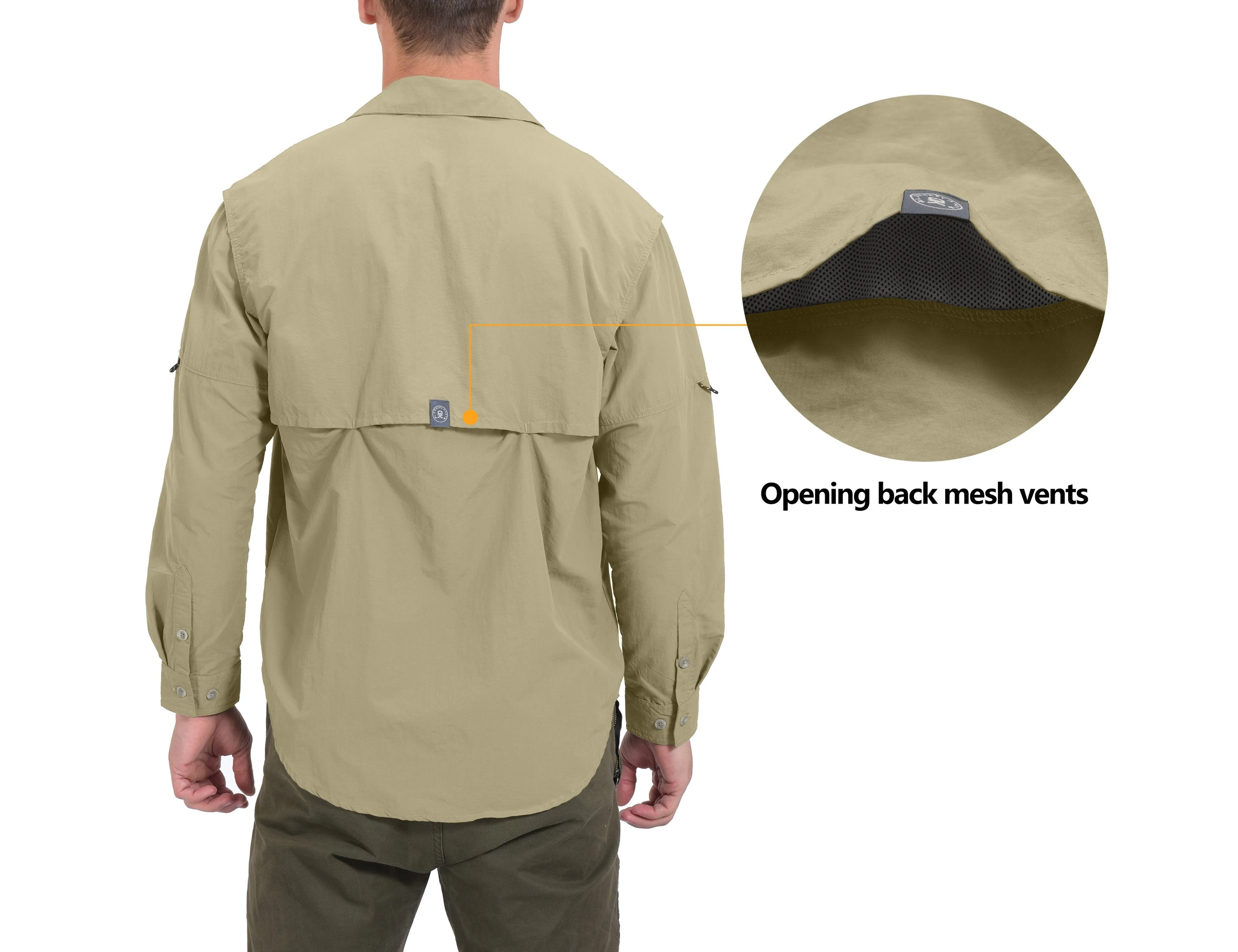 Men's UPF 50  UV Protection Mosiquito Repellent  Fishing Hiking Shirt