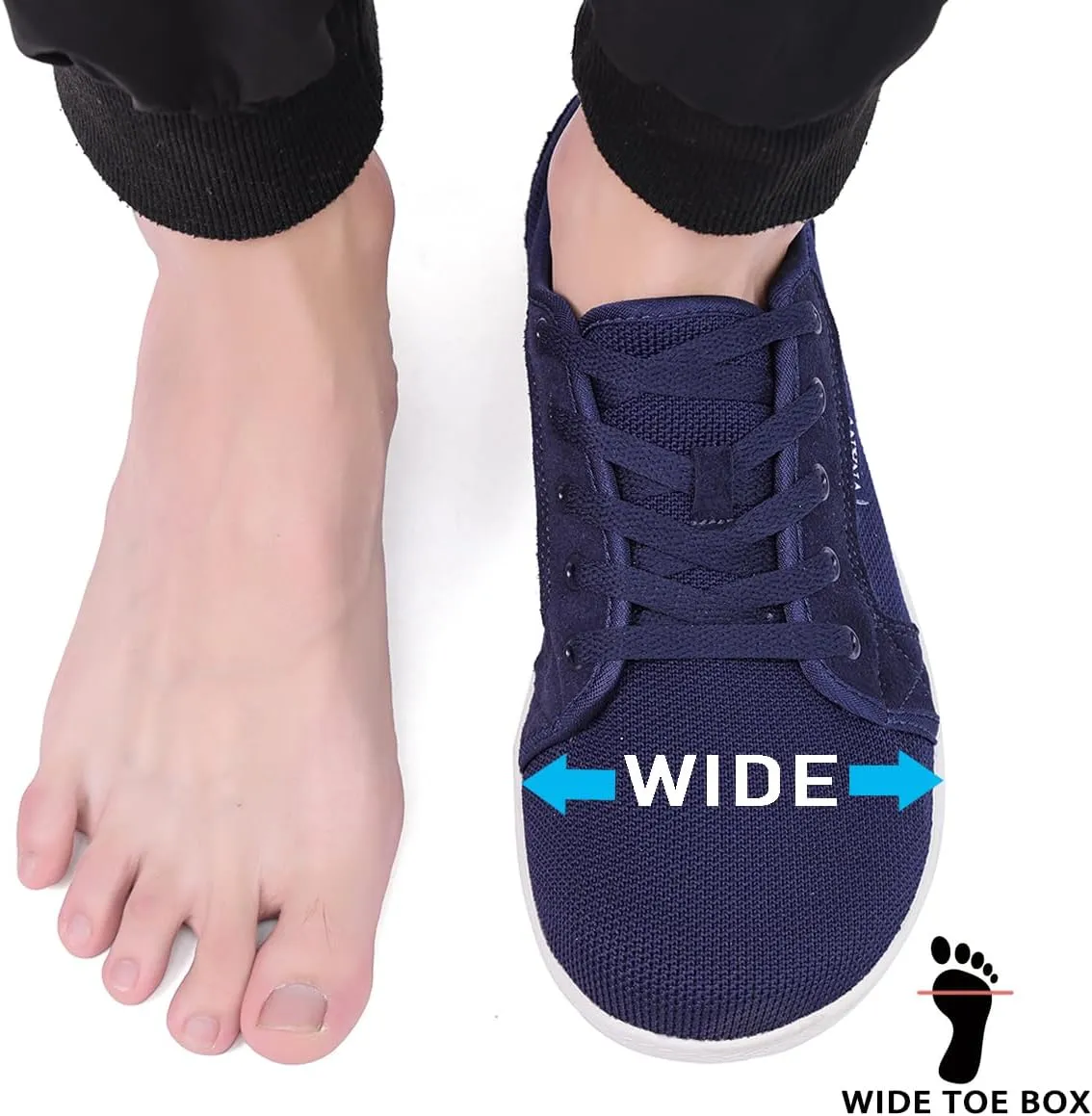 Men's Wide Slip on Barefoot Walking Shoes | Zero Drop Sole | Minimalist Footwear | Wide Toe Box (B-Blue/White,16.5)