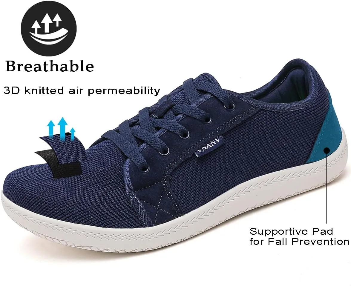 Men's Wide Slip on Barefoot Walking Shoes | Zero Drop Sole | Minimalist Footwear | Wide Toe Box (B-Blue/White,16.5)