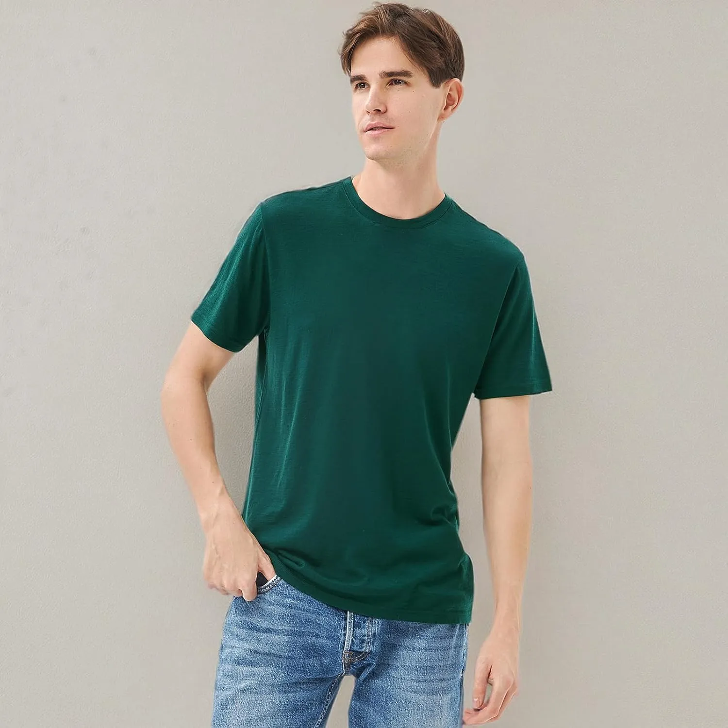 Merino Protect 100% Merino Wool T Shirts for Men Odor Resistance Base Layer Hiking Travel T-Shirt Soft Undershirt