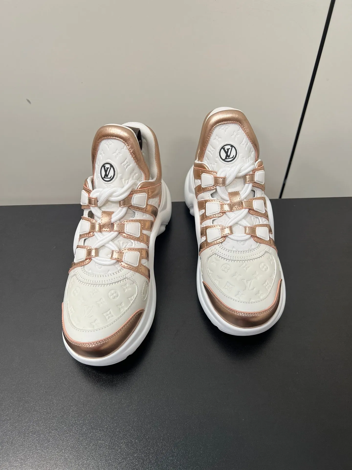 Metallic 50mm White Mix Door-to-door Louis Bronze Monogram Sneaker Archlight Vuitton Trustworthy Cowhide