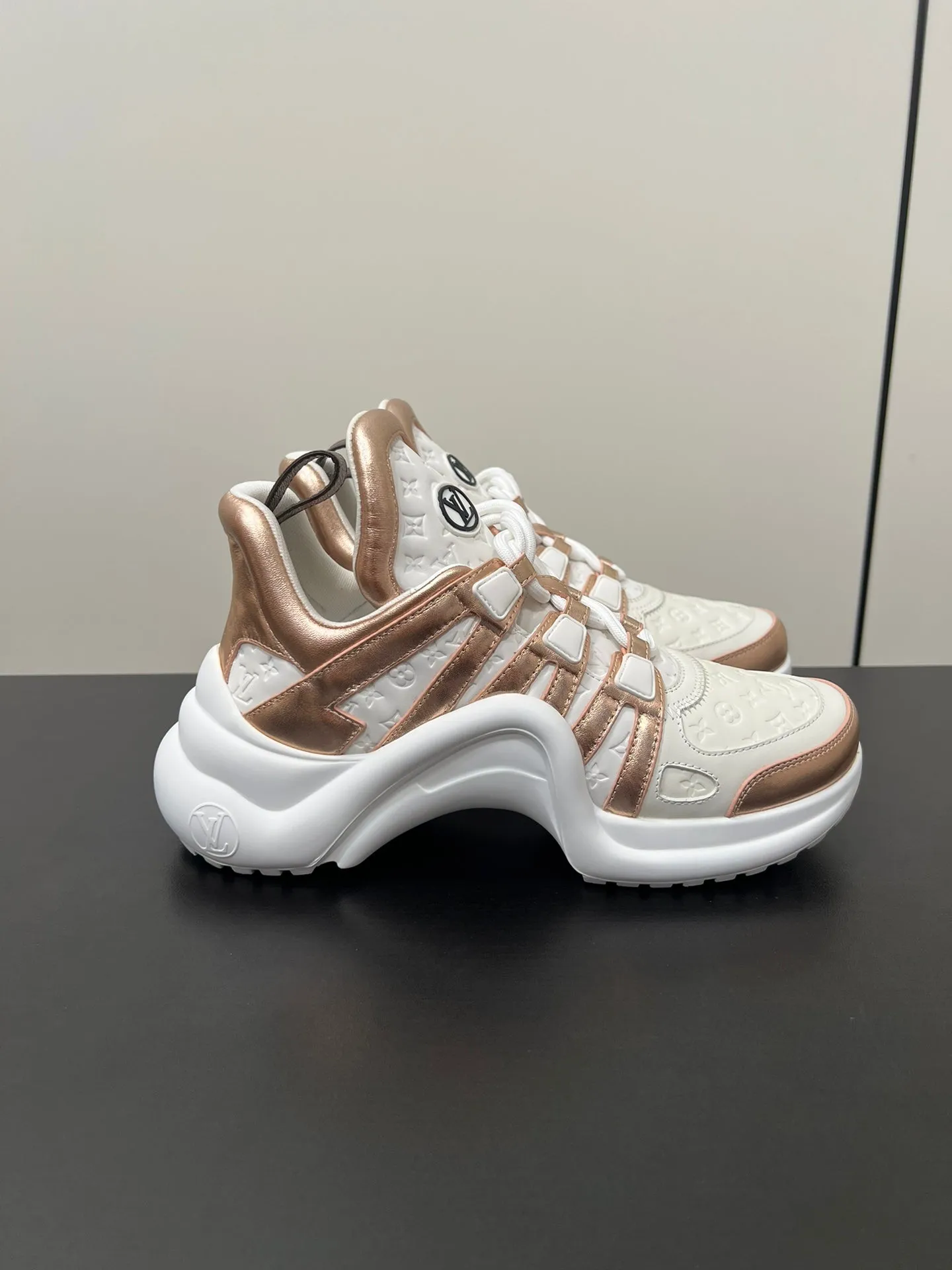 Metallic 50mm White Mix Door-to-door Louis Bronze Monogram Sneaker Archlight Vuitton Trustworthy Cowhide